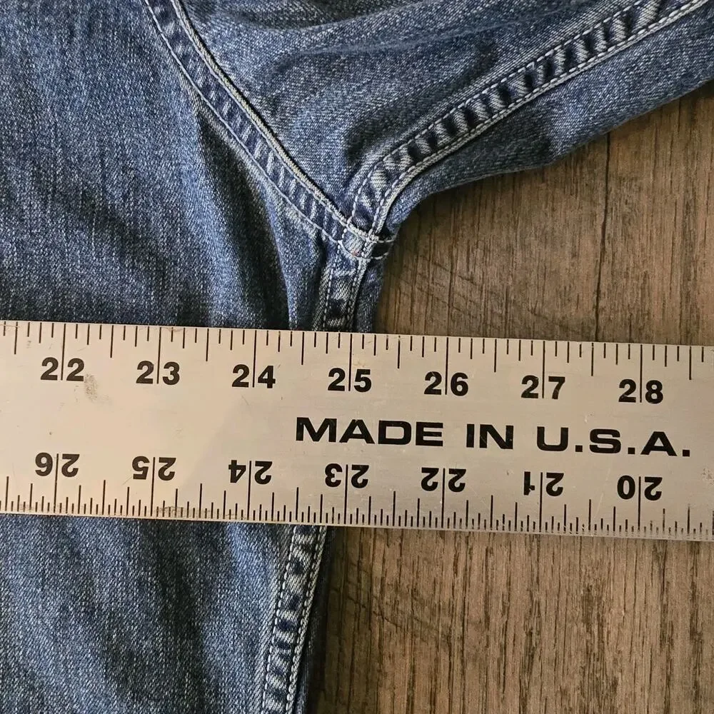 Vtg Levis Red Tab Denim Work Shirt Mens M Western Rodeo Workwear 90’s Cowboy Y2K
